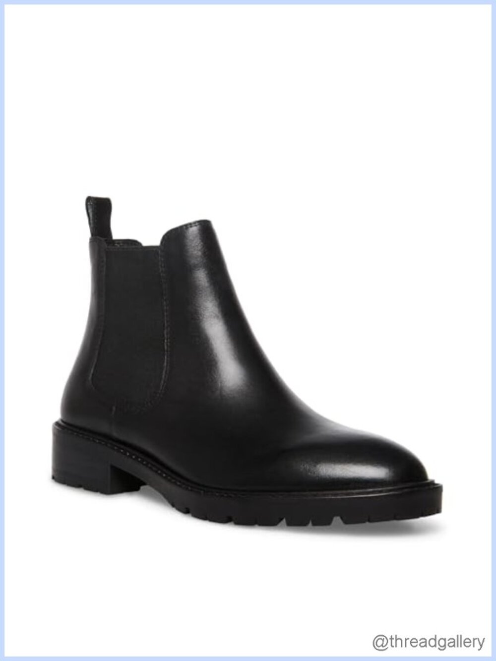 Steve Madden Leopold Chelsea Ankle Boot Leather Almond Toe Block Heel
